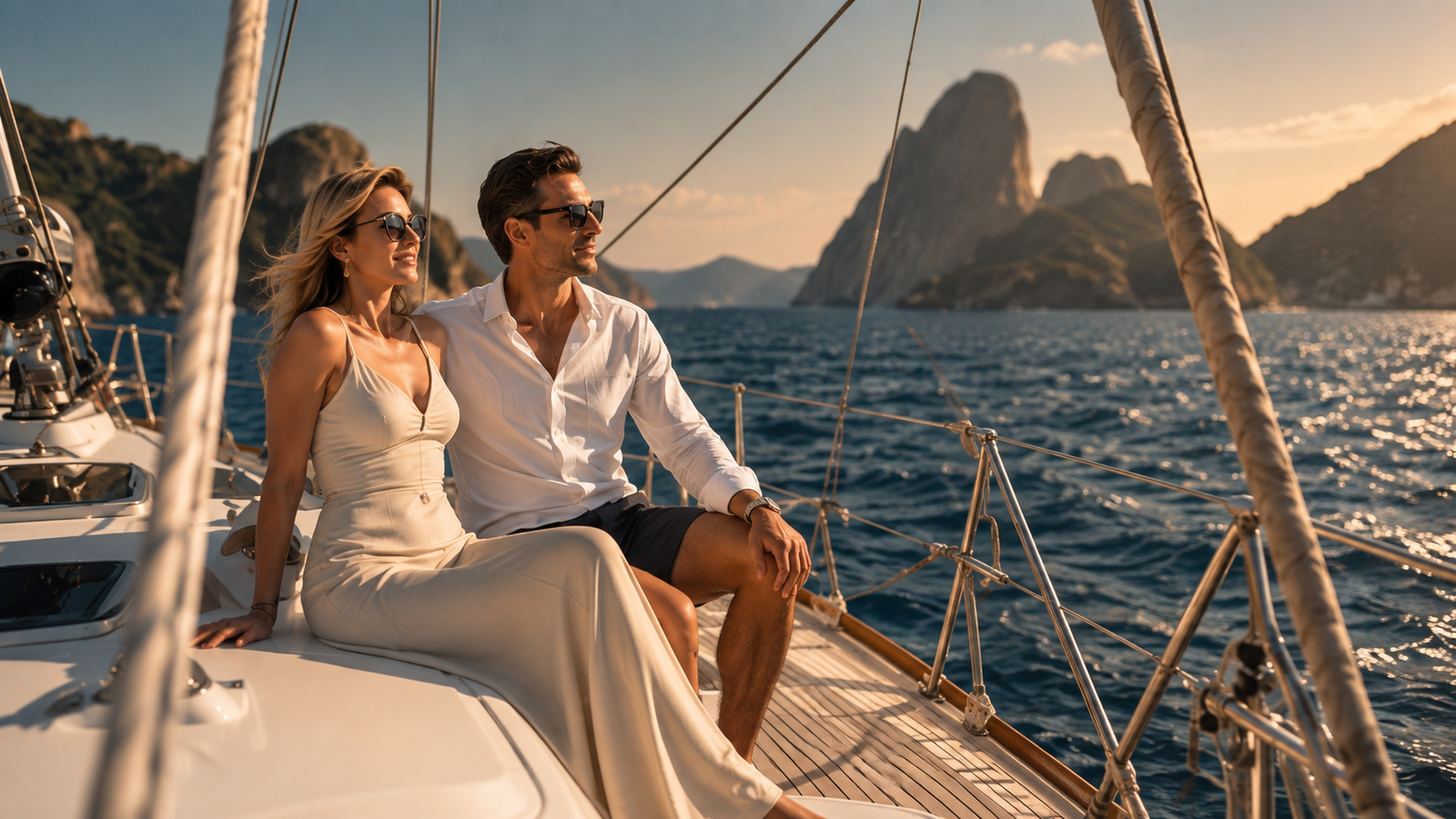 A successful couple spending time together on the water